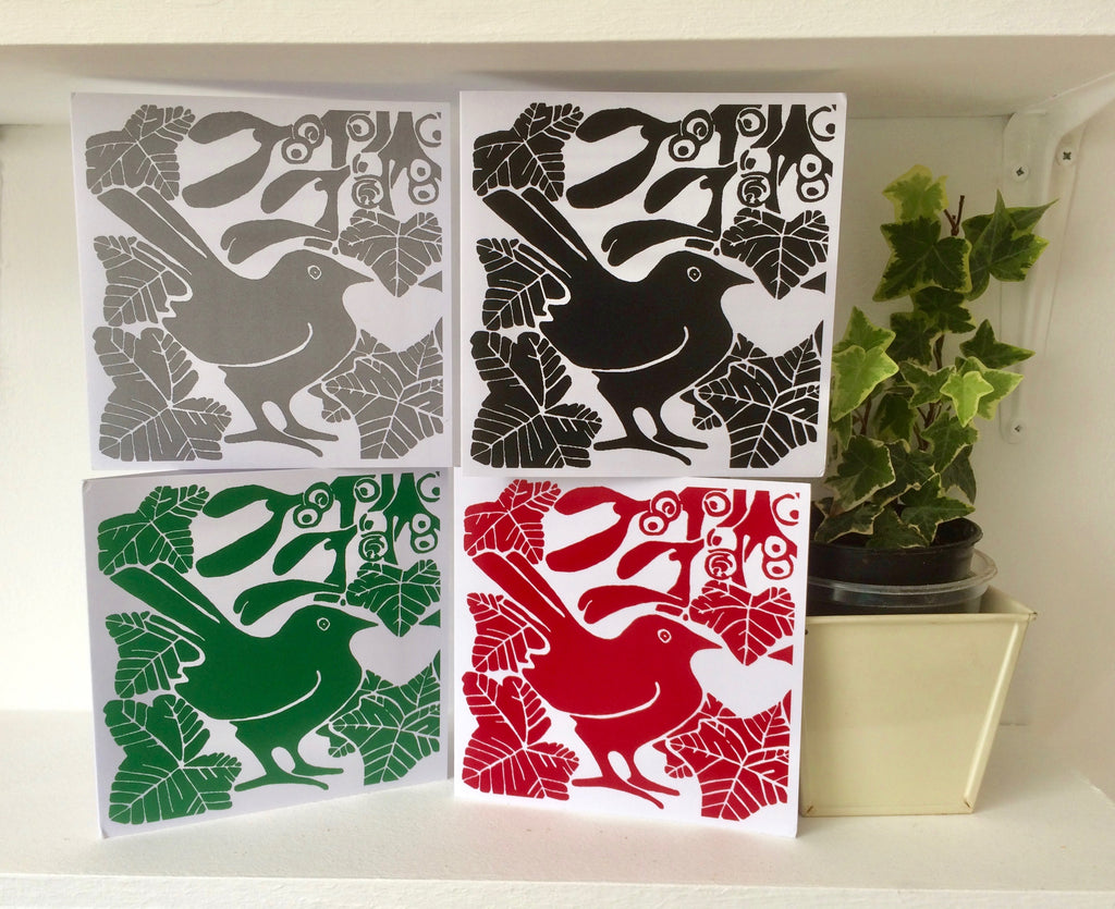 Sq Mistletoe Cards Mixed Pk of 4