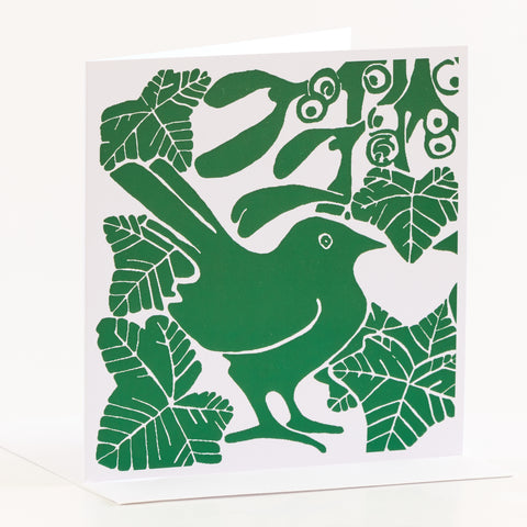 Green Square Mistletoe Cards Pk of 5