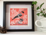 Bullfinch & Blossom Linocut Print