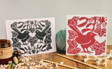 Red Bird, Mistletoe & Ivy Cards Pk of 5