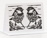 B & W Sparrow Card by Louise Slater