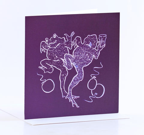 Purple Dancing Frogs Greeting Card