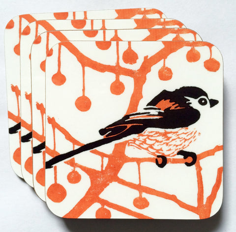 Orange & Black Longtail Coasters - Pk of 4
