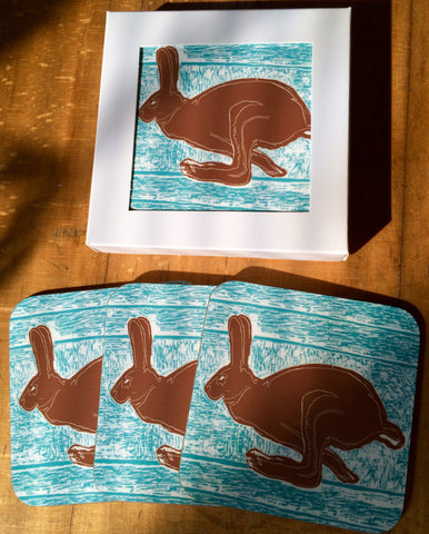 Brown Hare Coasters - Pk of 4