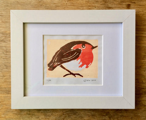 Yellow Robin Lino Print
