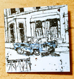 Blue Ford Anglia card by Louise Slater