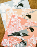 Selection of bullfinch and blossom cards