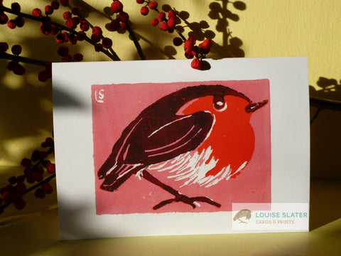 Pink Robin - Pack of 5 Christmas cards