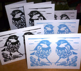 PK of 6 Sparrow greeting cards by Louise Slater