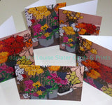 Pack of 5 designs greeting cards flower market stall
