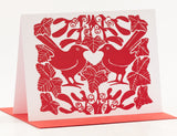 Red Mistletoe Linocut card by Louise Slater