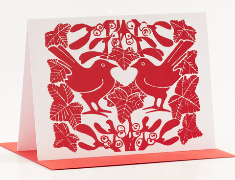 Red Mistletoe Christmas Cards - Pk of 5