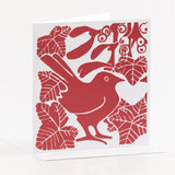 Square red bird Christmas card by Louise Slater