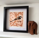 Longtail-tit Linocut Print Louise Slater 