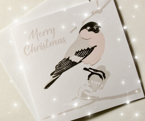 Pink Christmas Bullfinch Cards - Pk of 5